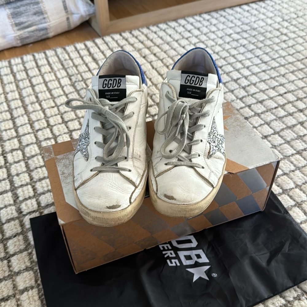 Golden Goose Superstar Sneakers - Silver/Blue